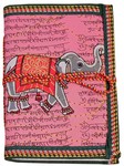Cahier, motif parchemin sanskrit et éléphant (15x10, rose)