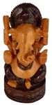 Statuette bois, Ganesh (sculp. sur bois vernis, 5 pouces)