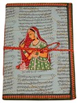 Cahier, motif parchemin sanskrit et princesse (26x16, bleu ciel)