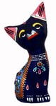 Chat assis (statuette métal émaillé, 3 pouces, bleu foncé, bleu ciel)