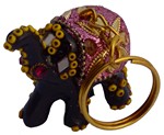 Porte-clés en laque (éléphant, 1 pouce, rose)