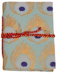 Cahier, motif plume de paon (10x8, bleu ciel)