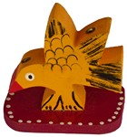 Porte encens bois, oiseau (sculp. sur bois peinte sur socle, 2 pouces, jaune)
