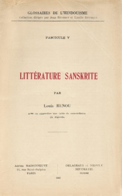 [Sanskrit] Littérature sanskrite (par Louis RENOU) [OCCASION] [RARE]
