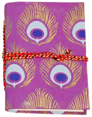 Cahier, motif plume de paon (10x8, violet)