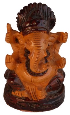 Statuette bois, Ganesh (sculp. sur bois vernis, 2 pouces)