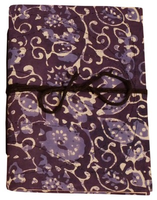 Cahier, couverture tissu et motif floral (18x13, violet)