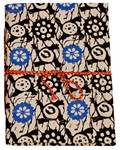 Cahier, couverture tissu et motif floral noir (18x13, blanc)