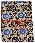 Cahier, couverture tissu et motif floral noir (18x13, blanc)
