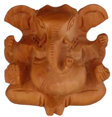 Statuette bois, Ganesh (sculp. sur bois, 2 pouces)