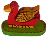 Porte encens bois, canard (sculp. sur bois peinte sur socle, 2 pouces, rouge)