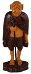 Statuette bois, Gandhi (sculp. sur bois vernis, 6 pouces, bois vernis foncé)
