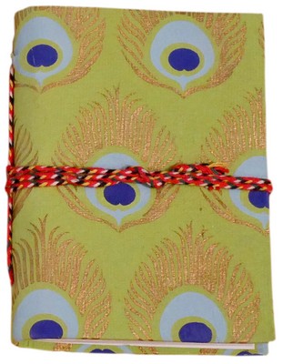 Cahier, motif plume de paon (10x8, vert pomme)