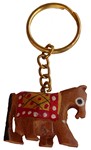 Porte-clés bois, cheval (sculp. sur bois peinte, 1 pouce, bois brut foncé)