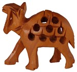 Statuette bois, chameau (sculp. sur bois, technique du filet, 2 pouces)