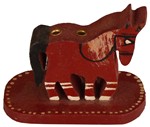 Porte encens bois, cheval (sculp. sur bois peinte sur socle, 2 pouces, marron)