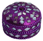 Boite en laque (paillettes, rond, 2 pouces, violet)