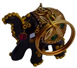 Porte-clés en laque (éléphant, 1 pouce, doré)