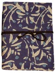 Cahier, couverture tissu et motif floral (18x13, bleu)