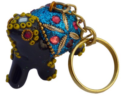 Porte-clés en laque (chameau, 1 pouce, bleu)