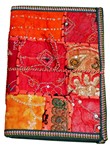 Cahier, couverture patchwork textile (23x16, rouge)