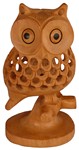 Statuette bois, hibou (sculp. sur bois, technique du filet, 4 pouces)