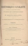 La rhétorique sanskrite (avec extraits du Natya Sastra) [OCCASION]