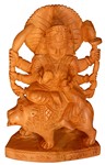 Statuette bois, Durga (sculp. sur bois, 6 pouces)