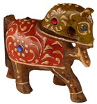 Statuette bois, cheval (sculp. sur bois peinte, 2.5 pouces, rouge)