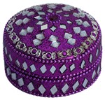 Boite en laque (paillettes, rond, 3 pouces, violet)