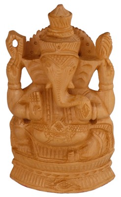 Statuette bois, Ganesh (sculp. sur bois, 5 pouces)