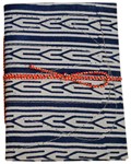Cahier, couverture tissu et frise bleue (18x13, blanc)