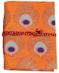 Cahier, motif plume de paon (10x8, orange)