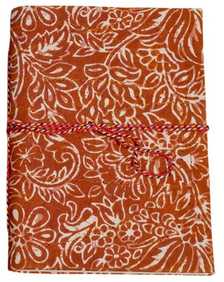 Cahier, couverture tissu et motif floral (18x13, marron)