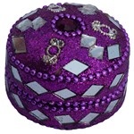 Boite en laque (paillettes, rond, 1.5 pouces, violet)