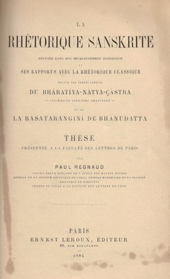 La rhétorique sanskrite (avec extraits du Natya Sastra) [OCCASION]