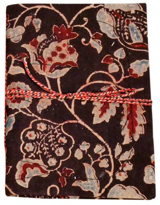 Cahier, couverture tissu et motif floral (18x13, noir)