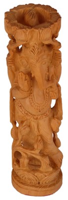 Statuette bois, Ganesh (sculp. sur bois, 6 pouces)