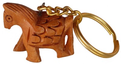 Porte-clés bois, cheval (sculp. sur bois, 1 pouce)
