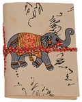 Cahier, motif parchemin sanskrit et éléphant (10x8, blanc)
