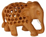 Statuette bois, éléphant (sculp. sur bois, technique du filet, 2 pouces)