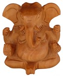 Statuette bois, Ganesh (sculp. sur bois, 3 pouces)