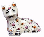 Chat couché (statuette métal émaillé, 2.5 pouces, blanc)