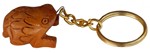 Porte-clés bois, grenouille (sculp. sur bois, 1 pouce)