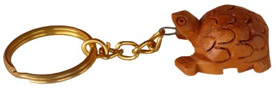Porte-clés bois, tortue (sculp. sur bois, 1 pouce)