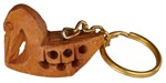Porte-clés bois, héron (sculp. sur bois, technique du filet, 1 pouce)
