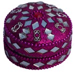 Boite en laque (paillettes, rond, 2 pouces, fushia)